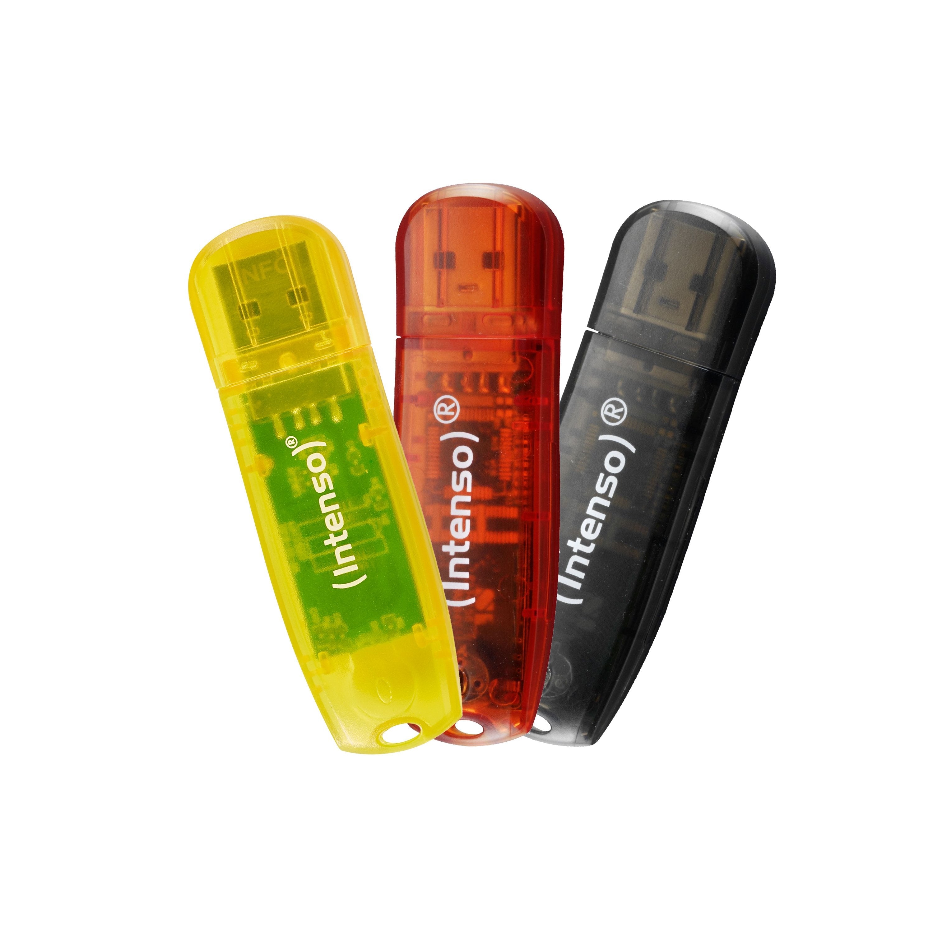 Pendrives Intenso 2.0 Rainbow Line 3 X 32 Gb Amarillo Rojo Negro