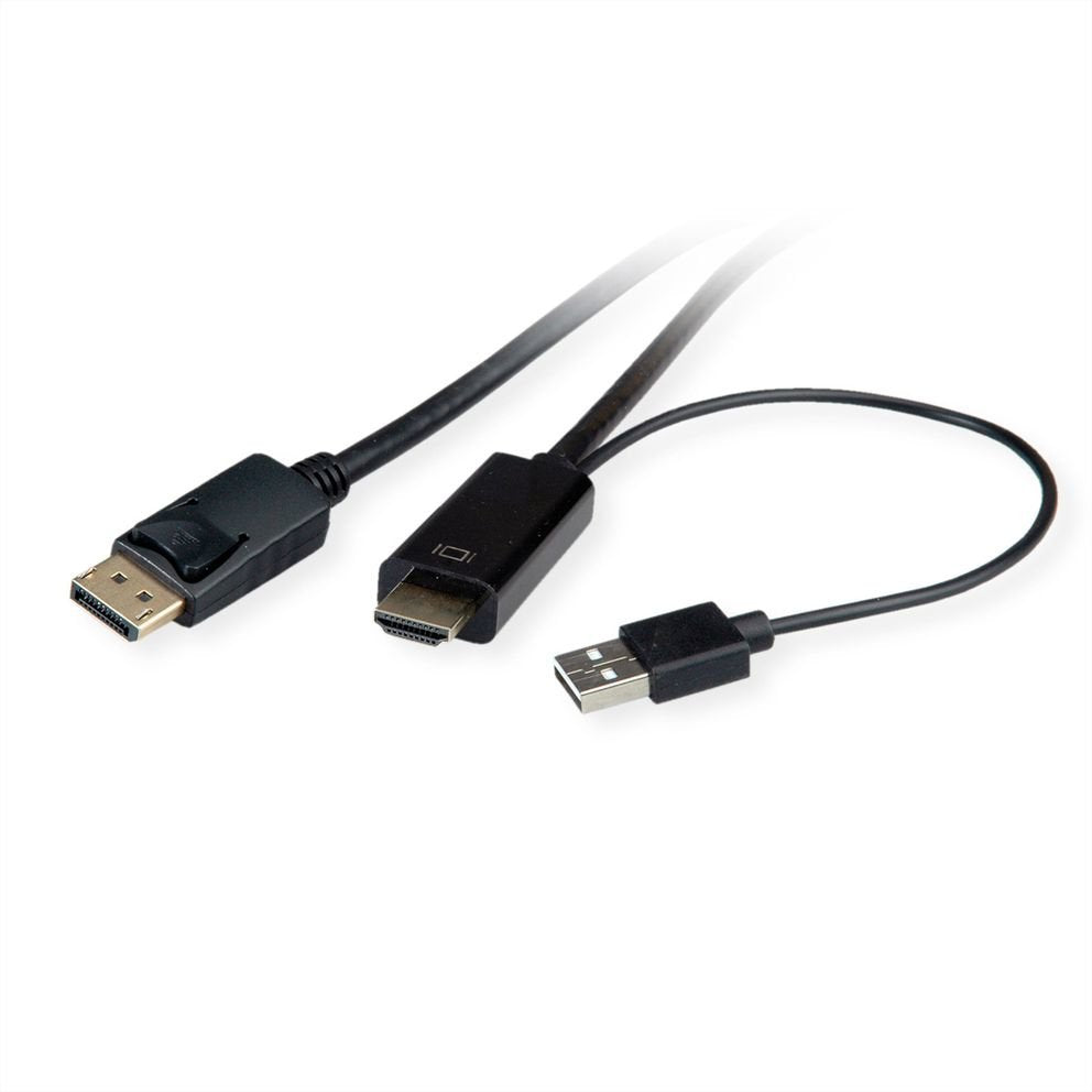 EAN 7630049619487 - ROLINE 11.04.5991 adaptador de cable de vídeo 1 m HDMI + USB DisplayPort Negro imagen 3