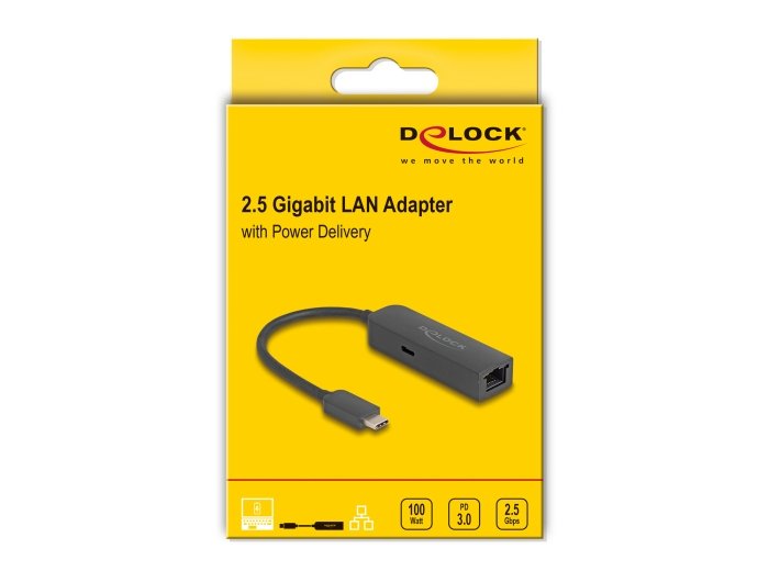 Delock 66938 Adaptador Usb Type-C A 2,5 Gigabit Lan Con Suministro De Energía 100 Watios