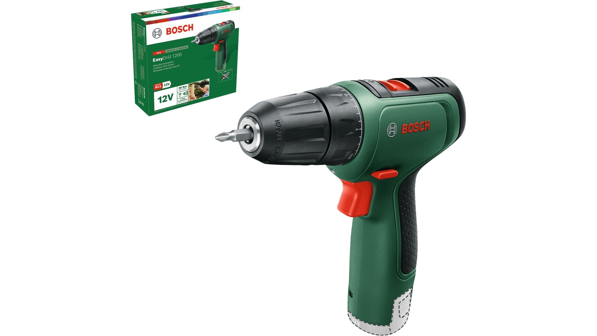 EAN 4053423224870 - Bosch EasyDrill 1200 1500 RPM Sin llave 940 g Negro, Verde imagen 2