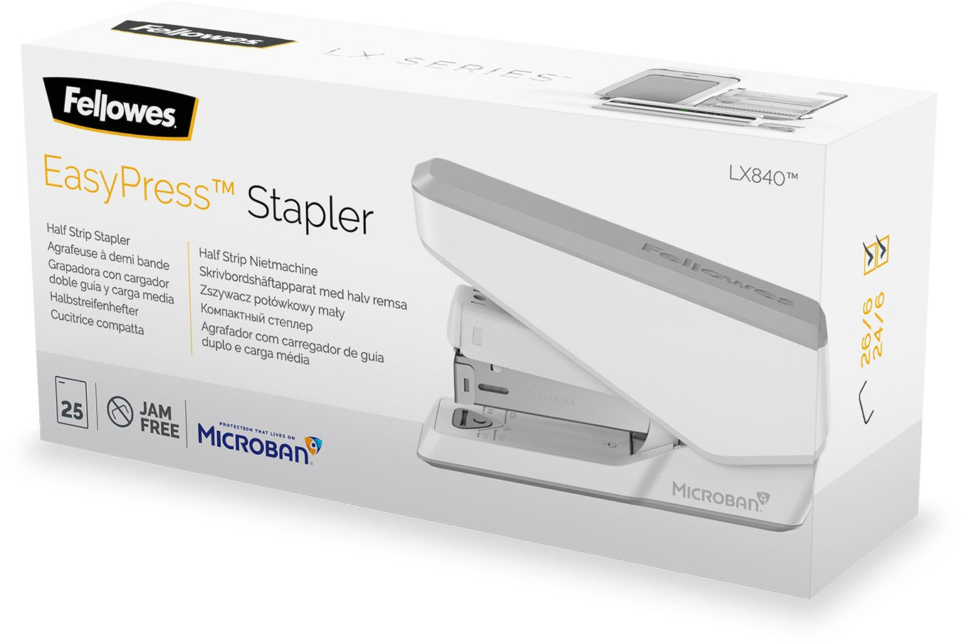 Fellowes Grapadora Lx840 Estándar Antibacteriana 25h Blanco