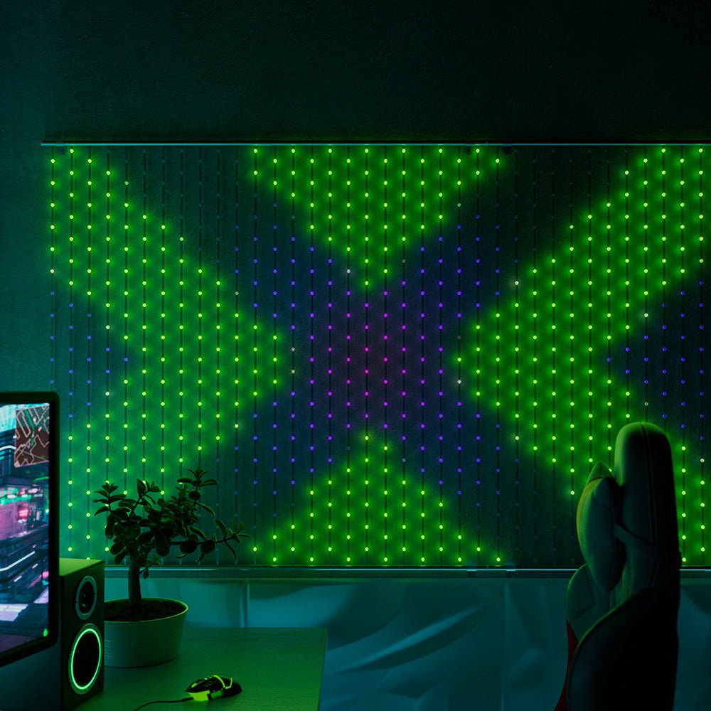 Twinkly Matrix - 500 Luces Led Rgb En Forma De Perlas, Cable Transparente, 1.7x7.8ft Enchufe Tipo F