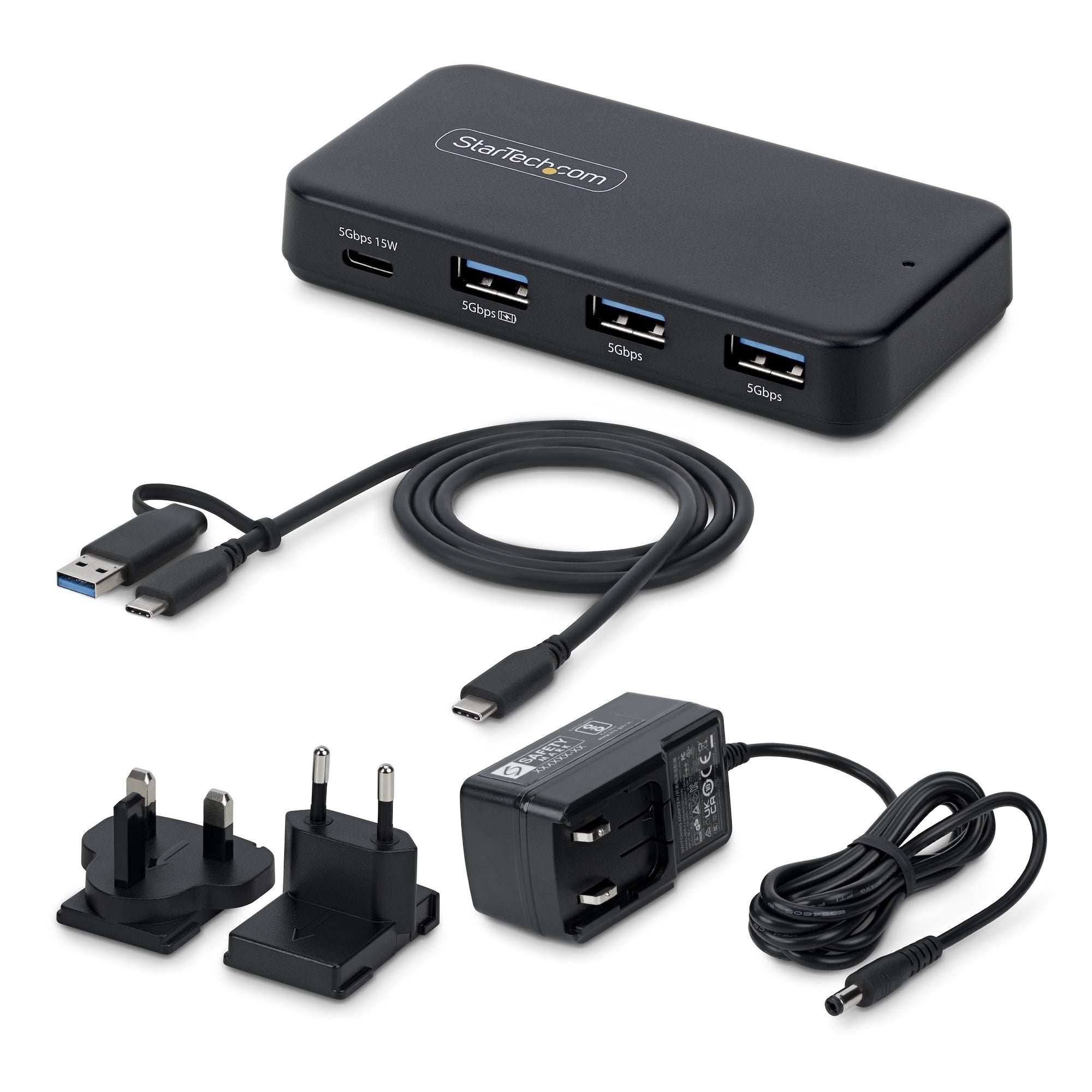 Startech.Com 4-Port Usb-C Und Usb-A Hub 5gbps Eigenstromversorgung 2-In-1 Usb-C & Usb-A Hostcable 1x Usb-C 3x Usb-A 1x Bc 1.2