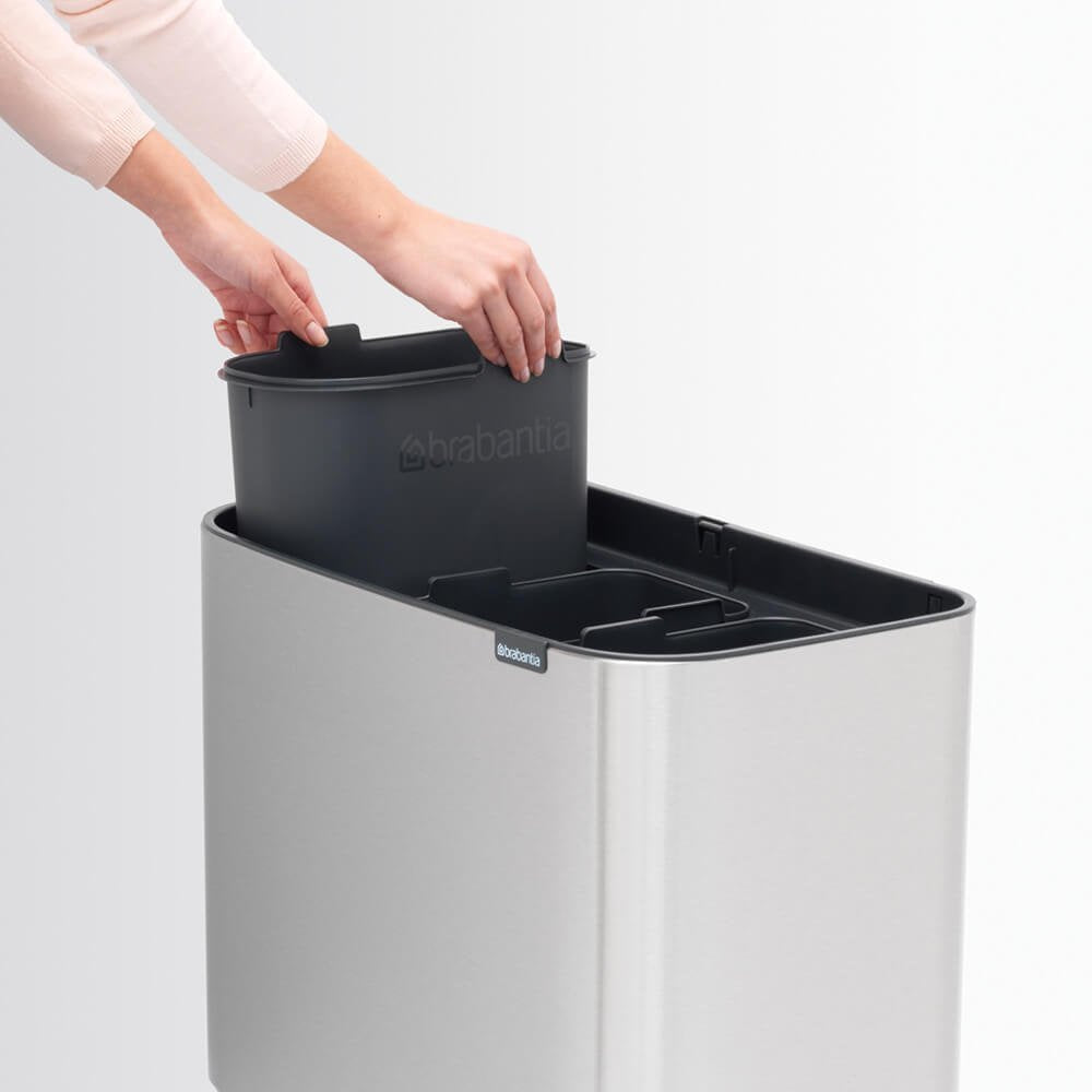Brabantia 316081 Papelera 33 L Rectangular Acero Inoxidable Negro, Acero Inoxidable