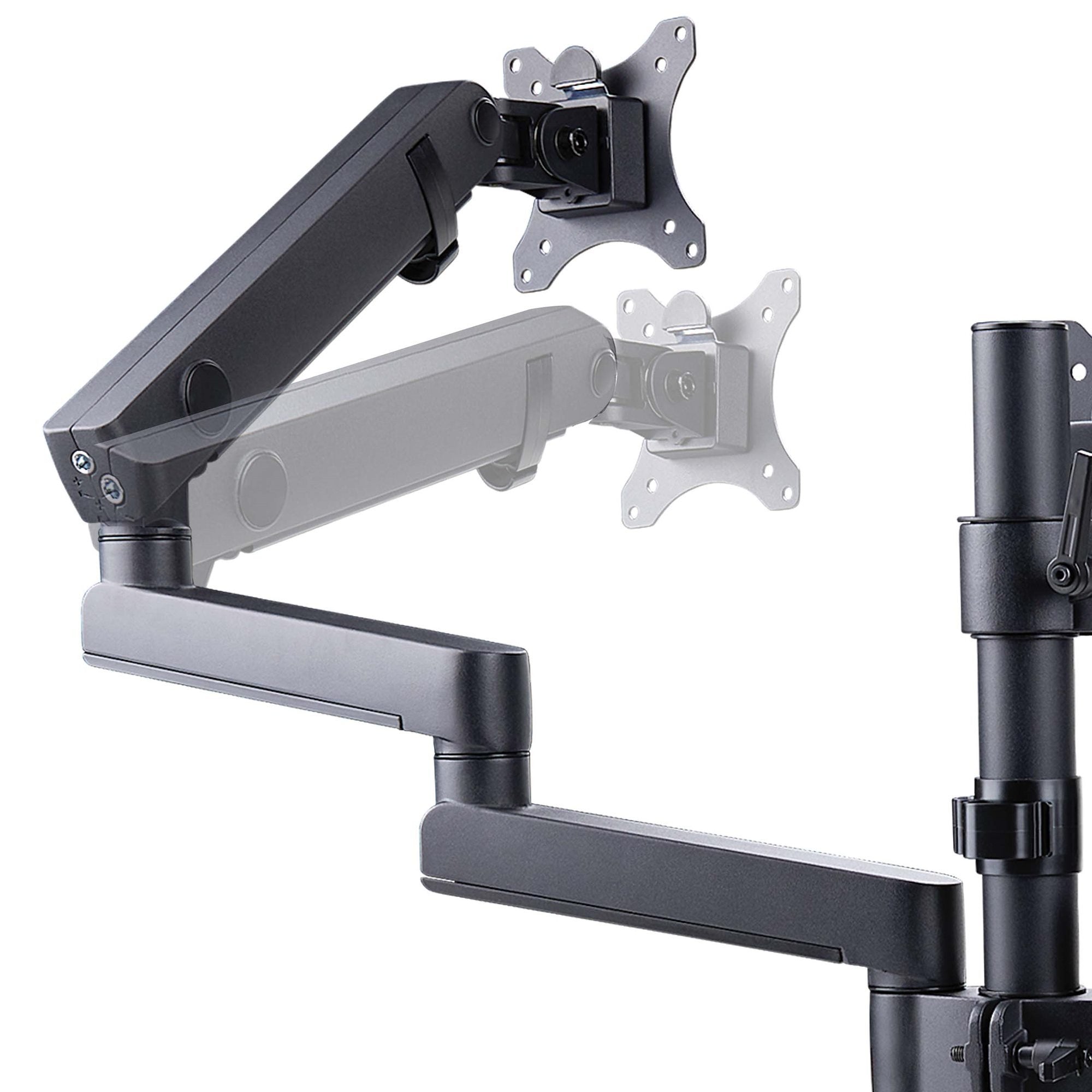 Startech.Com Triple Monitor Desk Mount For Up To Three 27in Screens, Vesa 75x75/100x100, Tool-Less Arm Adjustments, C-Cl