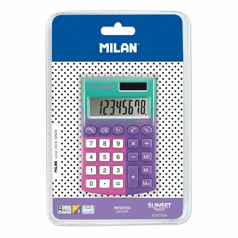 Milan Calculadora 8 Digitos Pocket Sunset Blíster Lila/Rosa
