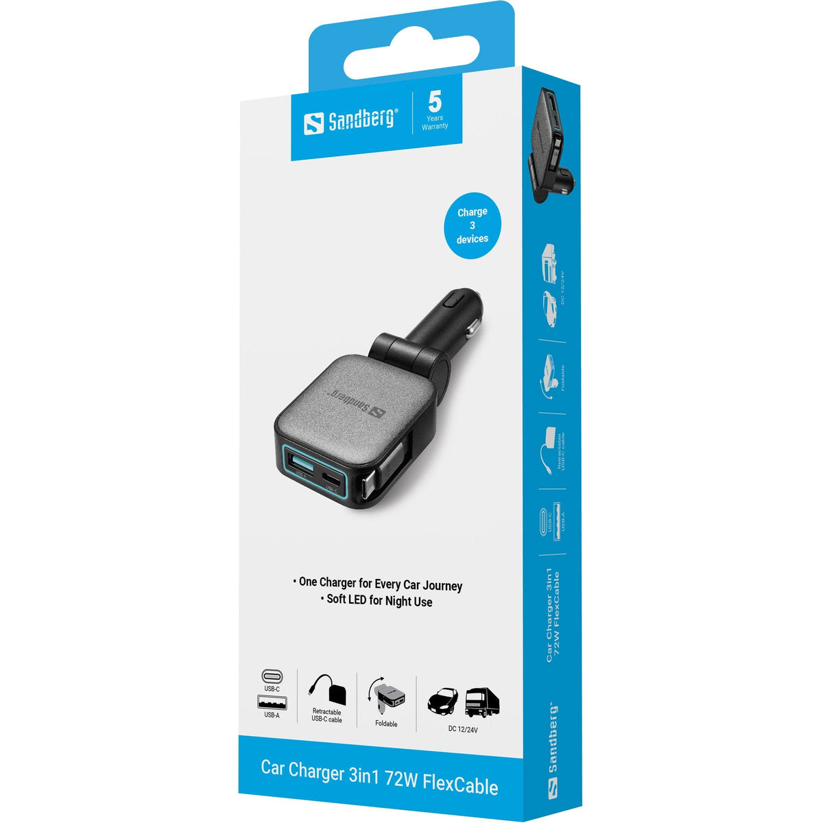 Car Charger 3in1 72w Flexcable 441-82