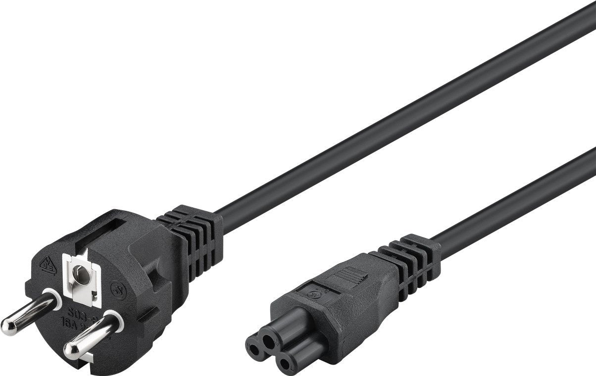 Cable Alimentacion Cee-7/7  Schuko  A C5 Trebol 1,00 Metro Negro
