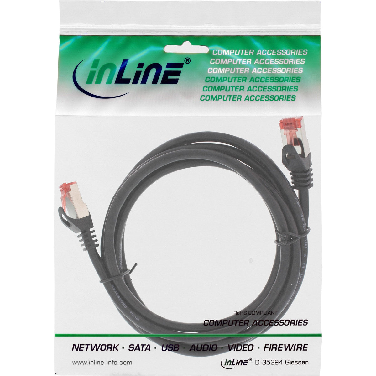 Inline Crossover Pc A Pc Direct Connect Cable S/Ftp Cat.6 Negro 10m