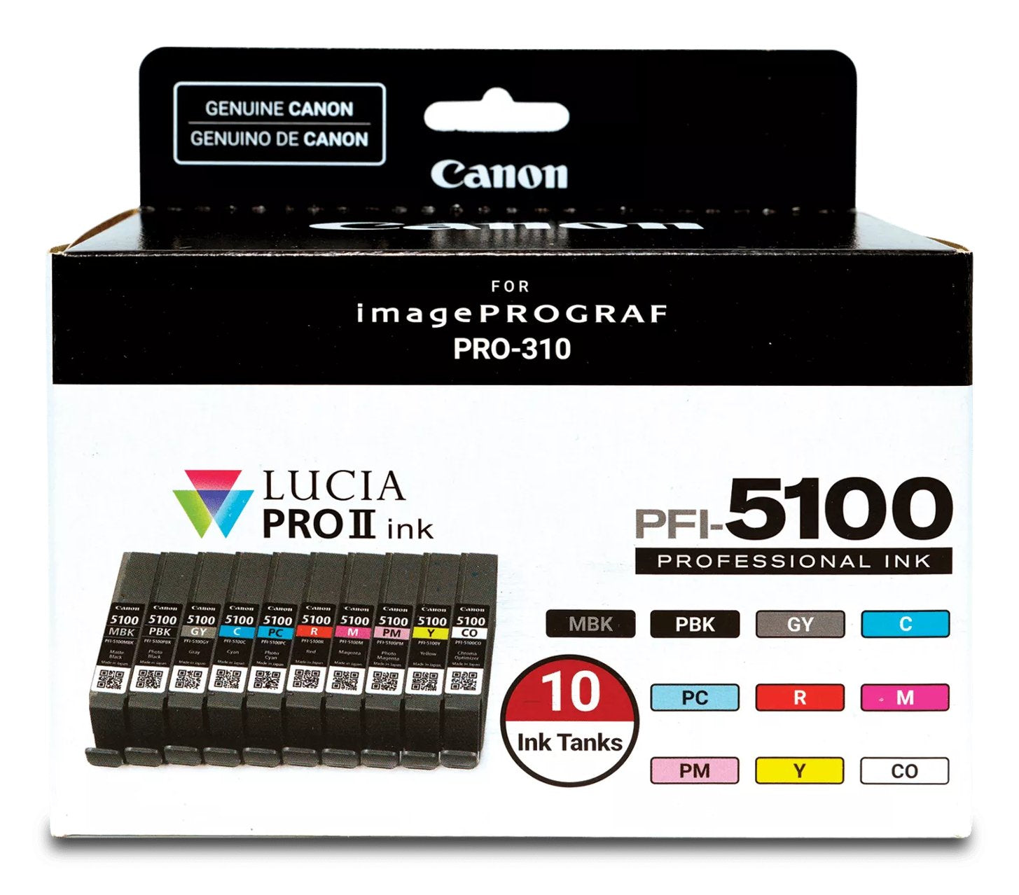 Canon Multipack Negro (Mate) / Negro (Foto) / Cian / Magenta / Amarillo / Cian (Foto) / Magenta (Foto) / Rojo / Gris / Transparentee Pfi-5100 10 Tintentanks 6951c009