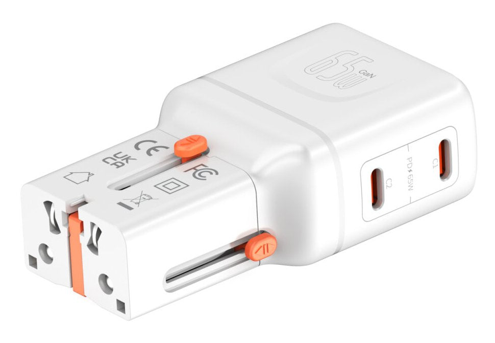Ladowarka Podrózna World Travel 65w Usb-C + Usb-A Biala