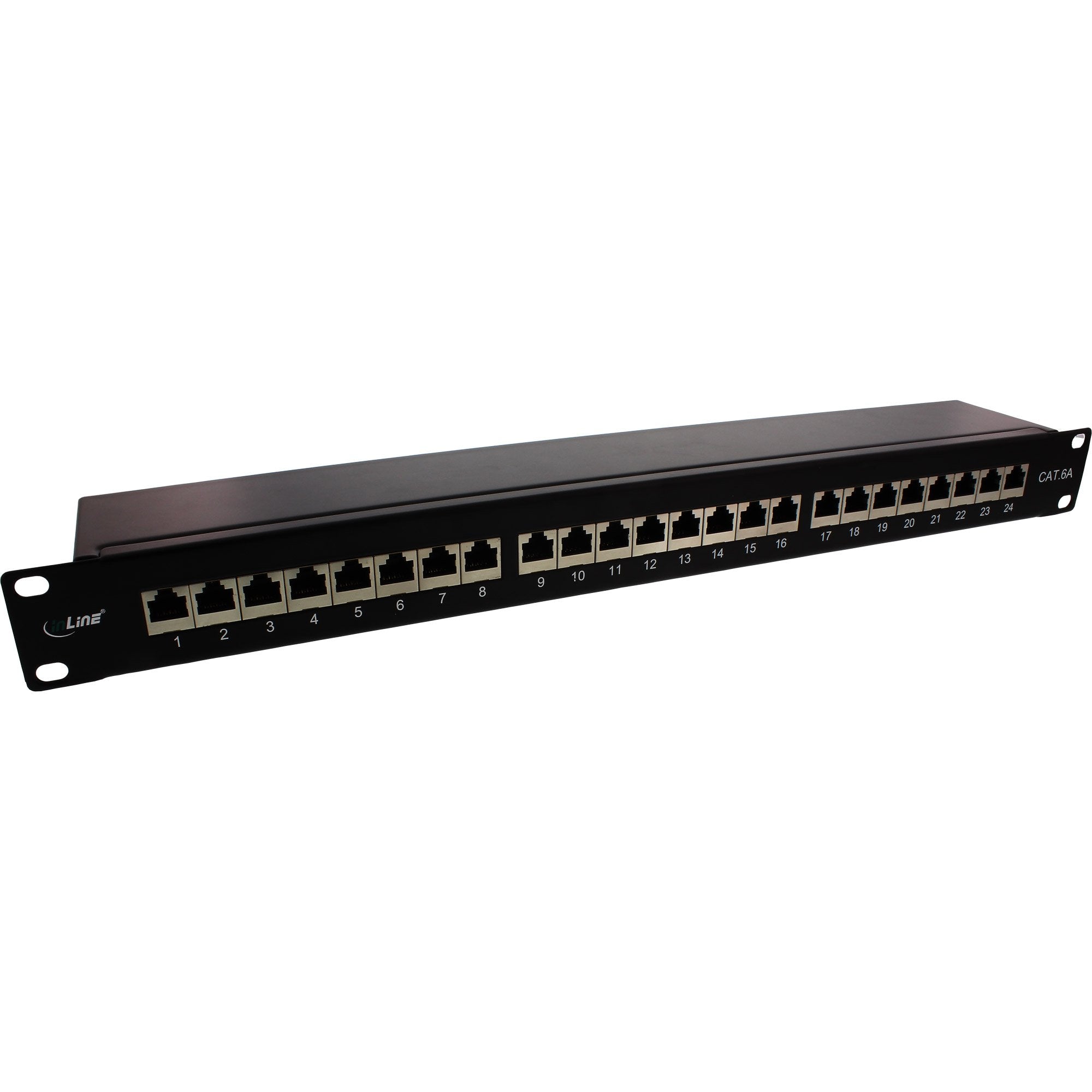 Patch Panel Inline 19" Cat.6a 24 Puertos 1u Negro Ral 9005