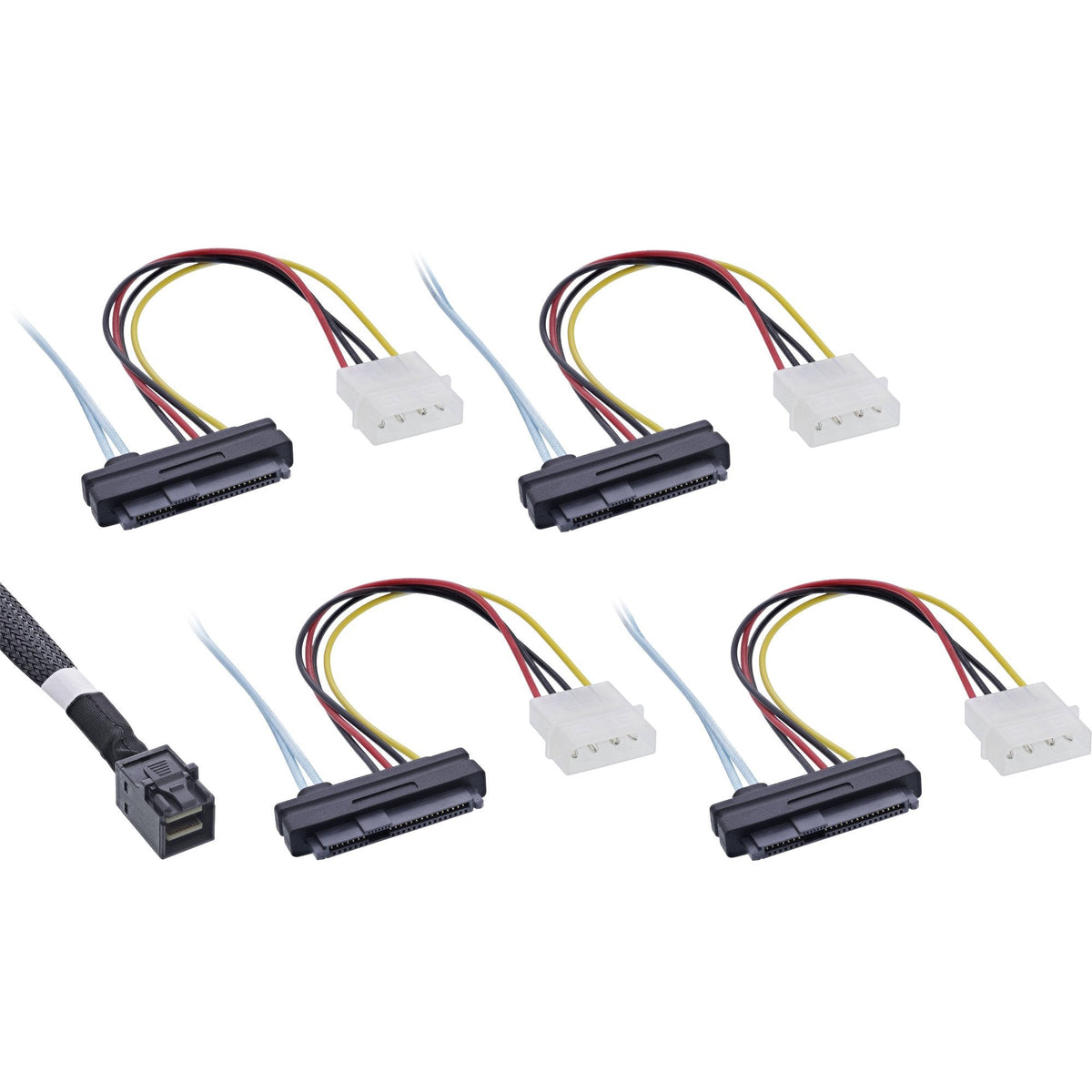 Cable Inline Mini Sas Hd Sff-8643 A 4x Sff-8482 + Alimentación 0,5m