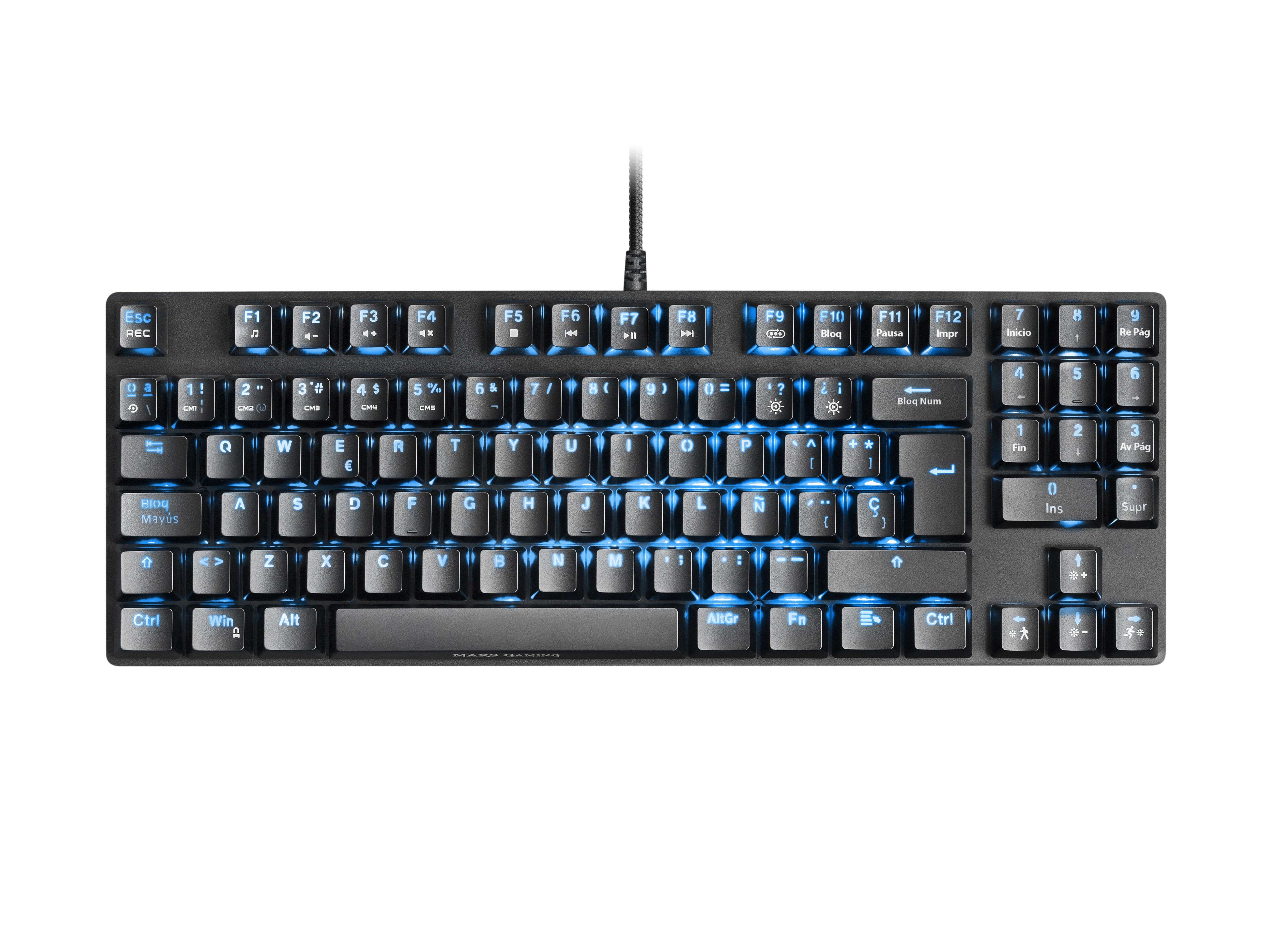 Teclado Español Mars Gaming Mkrevoprobes Negro, Gaming Rgb Mecánico, Tkl+ Num, Switch Azul