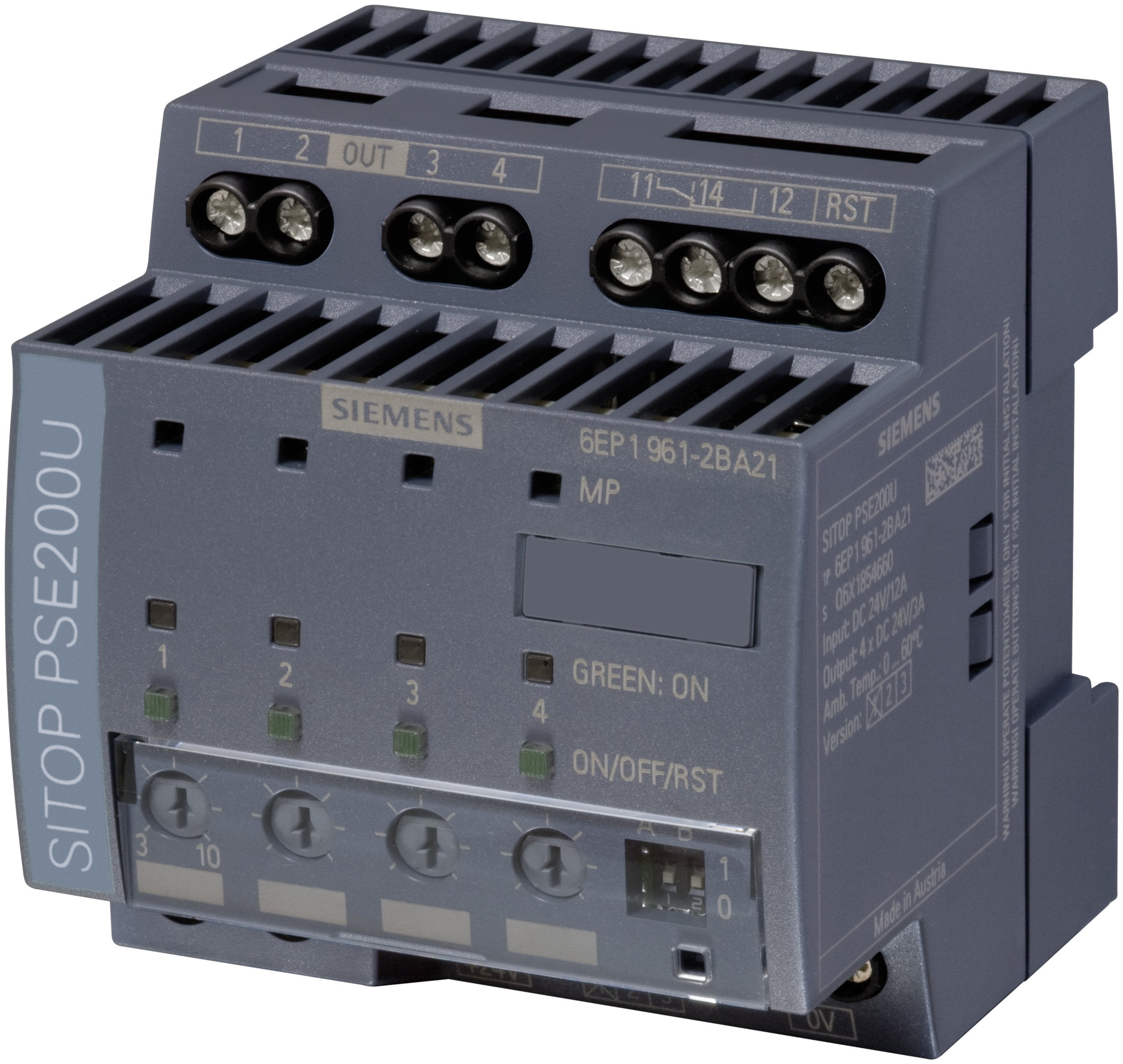 Siemens 6ep19612ba21 Sitop Pse200u 10a Selektivittsmodul 4-Kanalig Eing. 24vdc