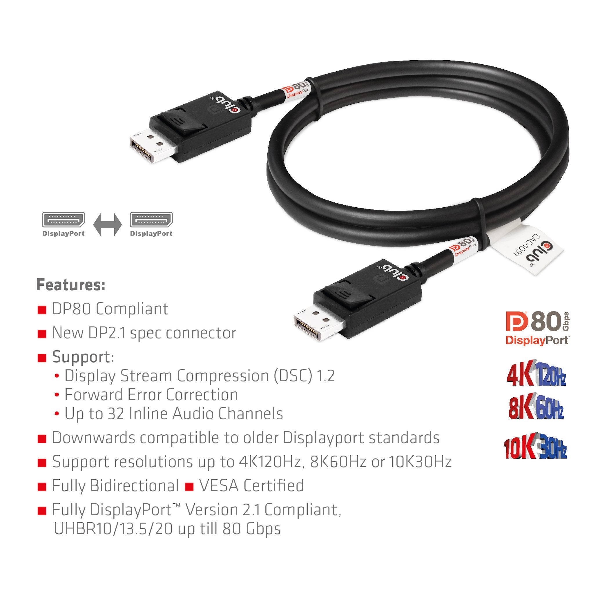 EAN 8719214472696 - CLUB3D CAC-1091 cable DisplayPort 1,2 m Negro imagen 5