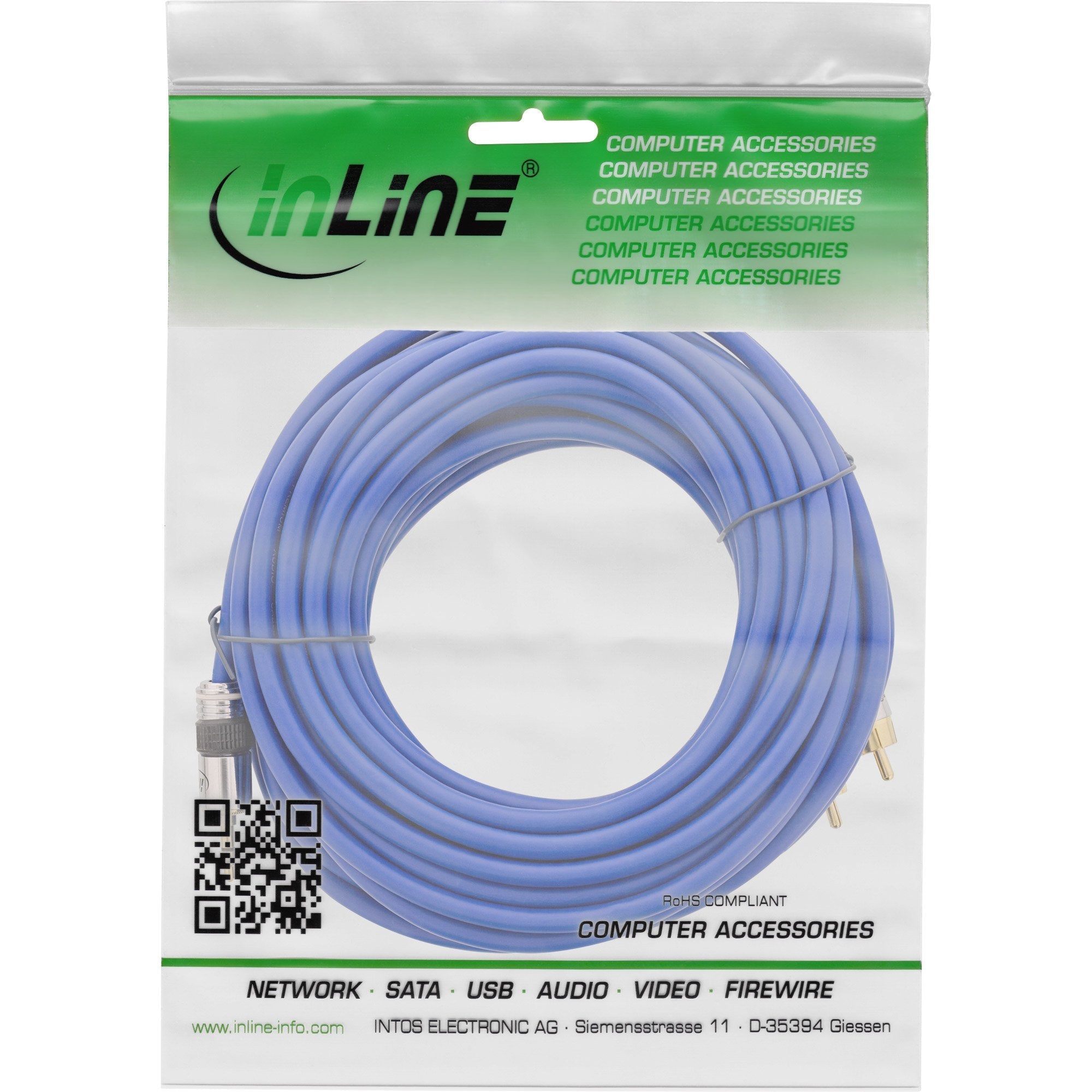 Inline® Cable De Audio Premium 2x Rca Macho / 3.5mm Macho Gold Plated 20m