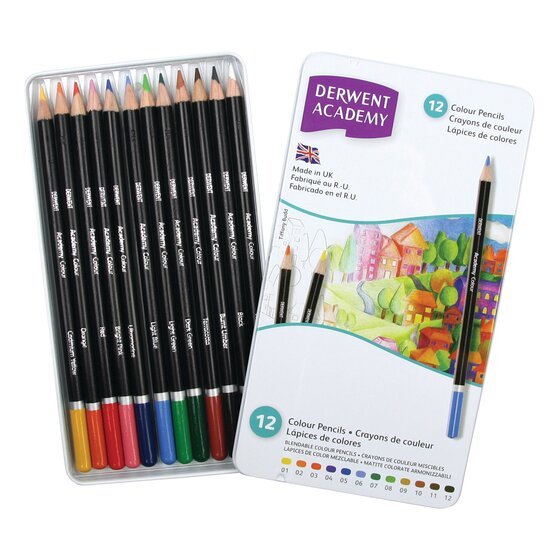 Derwent Lápices De Colores Surtidos En Caja Metálica De 12ud