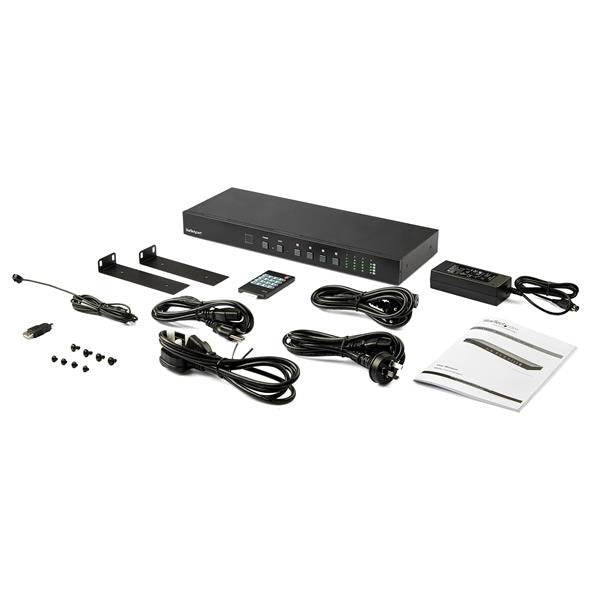 Startech.Com Switch Multiplicador De Vídeo Hdmi Matriz De 4x4 Con Audio Y Control Por Ethernet - Vídeo De 4k A 60hz - Divisor Hdmi 2.0 De Montaje En Rack Con Mando A Distancia
