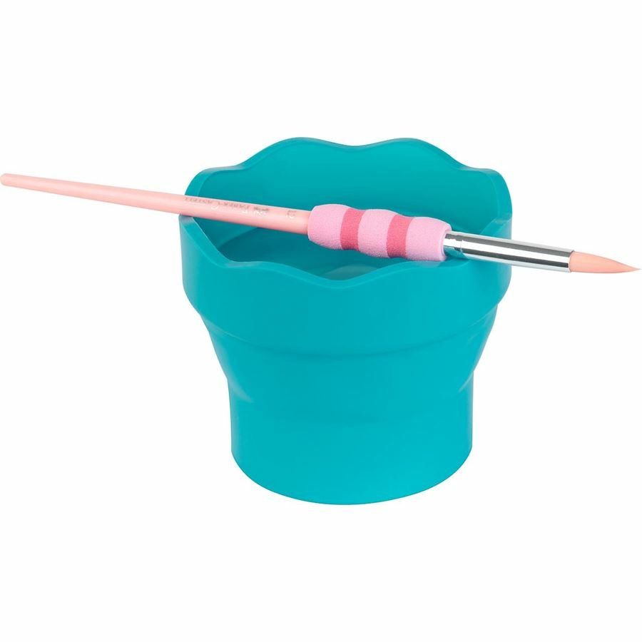 Faber-Castell Vaso De Agua Clic&Go Turquesa, Recipiente De Agua Turquesa