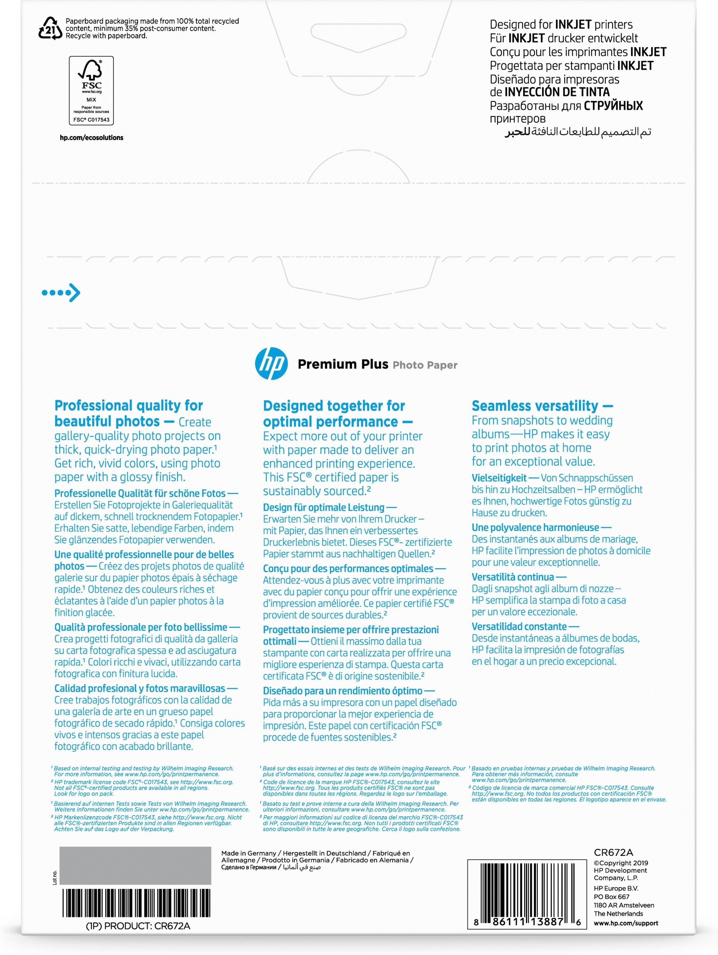 EAN 0886111138876 - HP Premium Plus Glossy Photo Paper-20 sht/A4/210 x 297 mm Brillo imagen 3