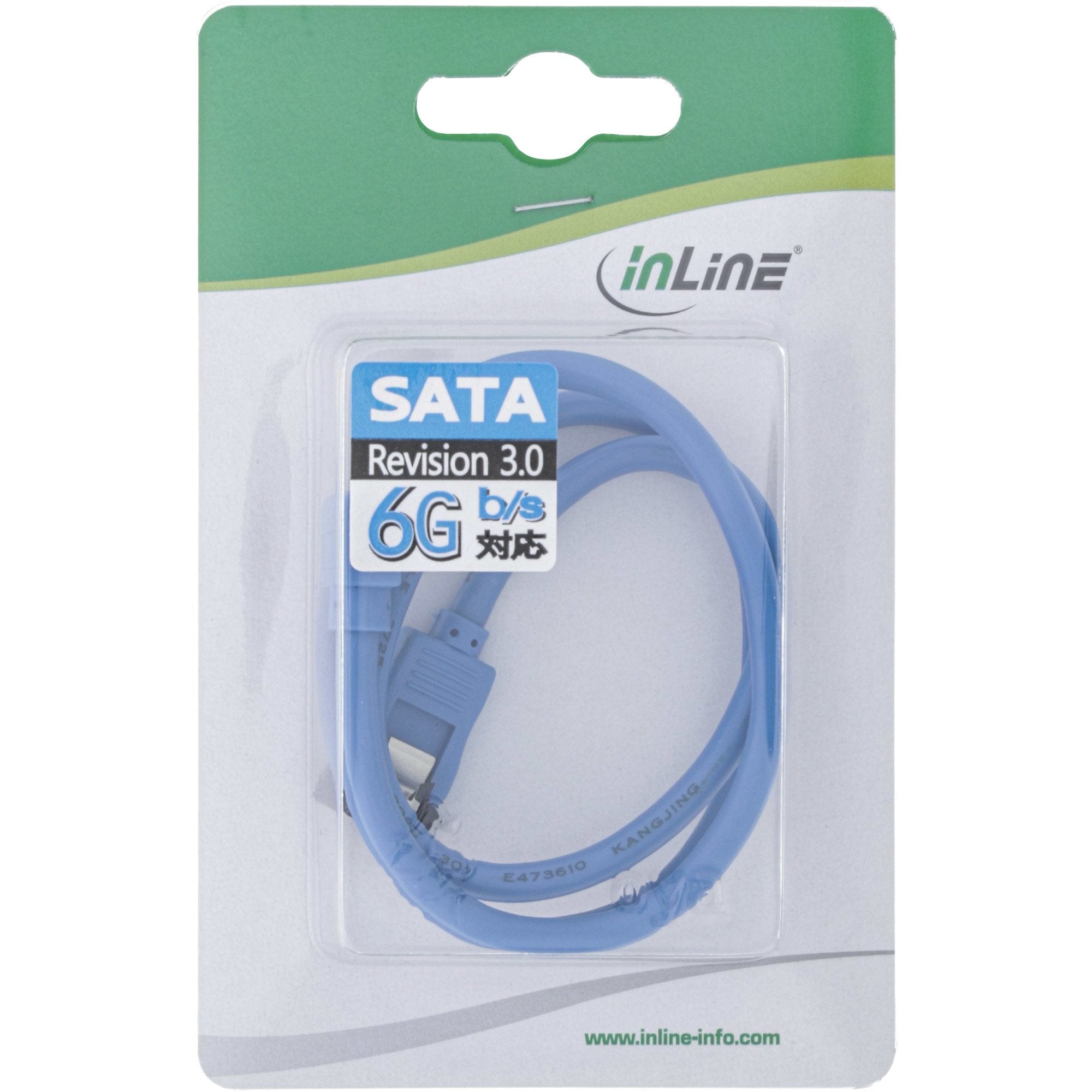Cable Redondo Inline Sata De 6 Gb/S Azul En Ángulo De 90° Con Pestillos De 0,5 M