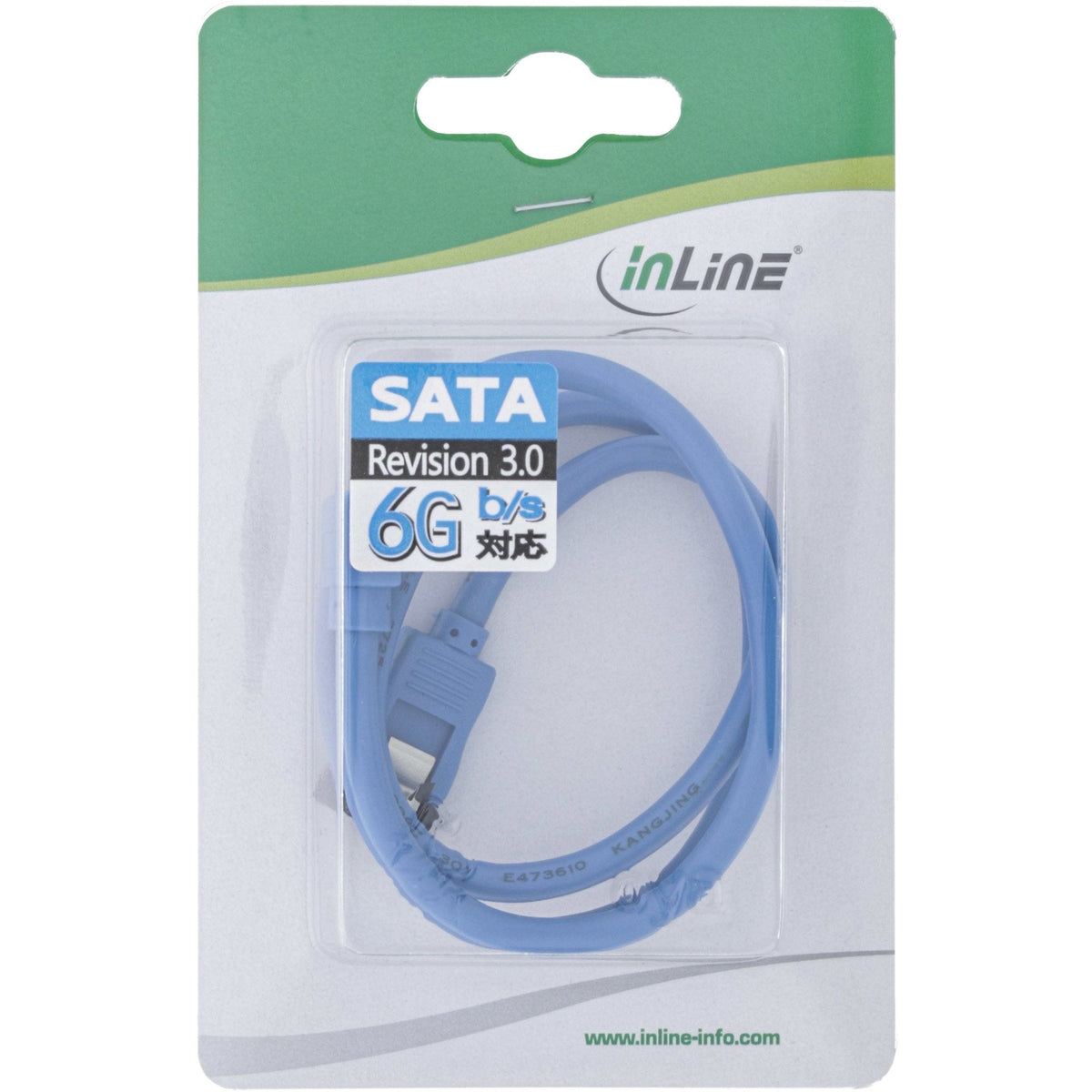 Cable Redondo Inline Sata 6gb/S Azul En Ángulo De 90° Con Pestillos 0,15 M