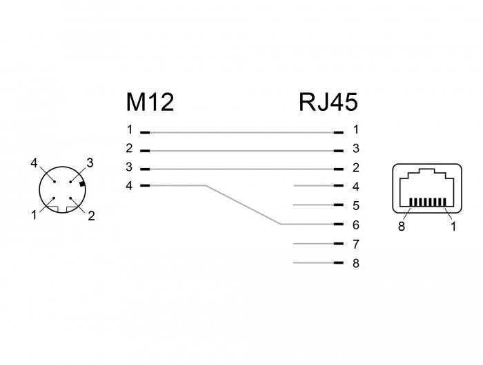 Adaptador De Red Delock M12 De 4 S Con Codificación D Hembra A Rj45 Hembra