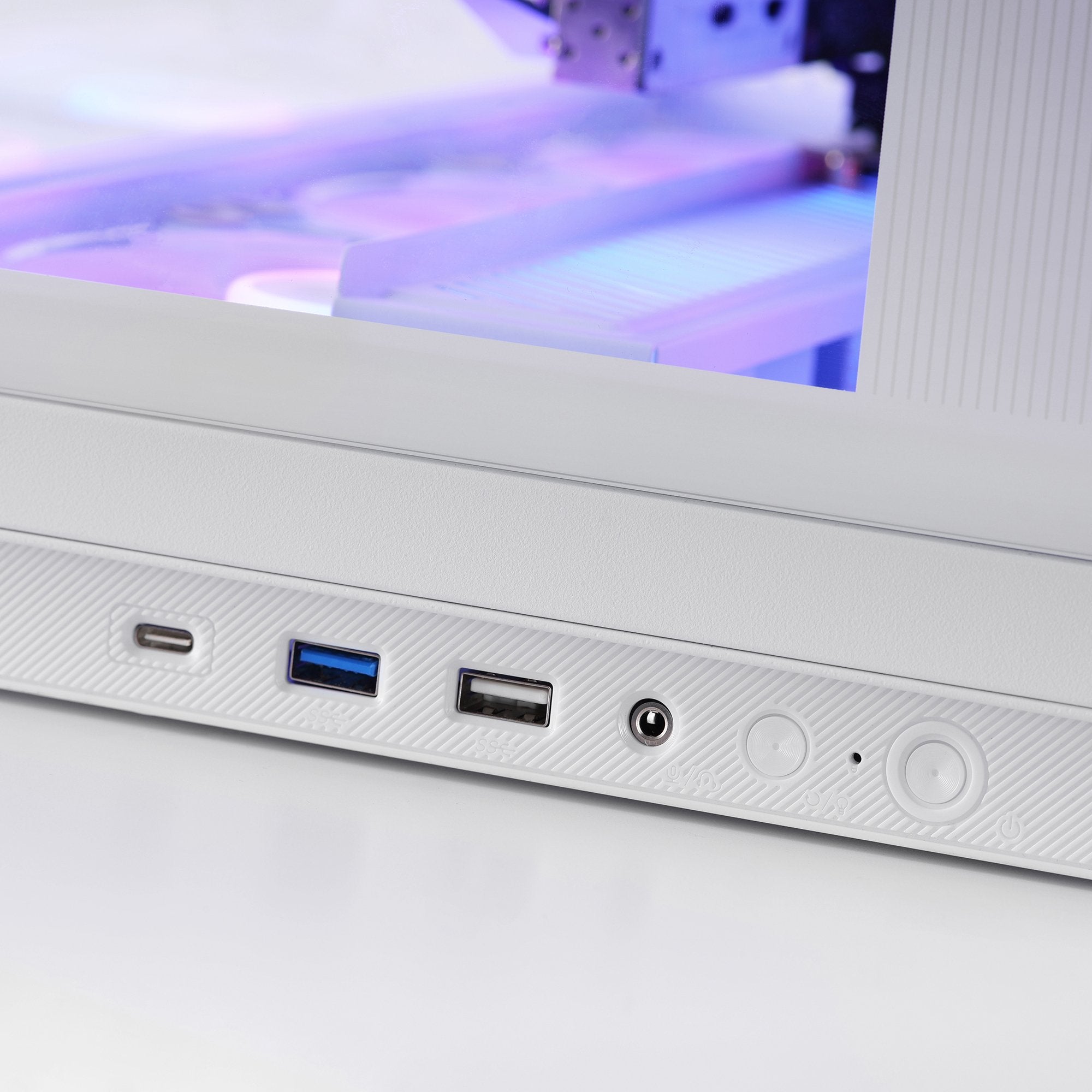 Caja Pc  Atx Mars Gaming Mc-Revmaxw Pantalla Lcd 11.8" Cristal Templado 4x Ventiladores Argb Blanco