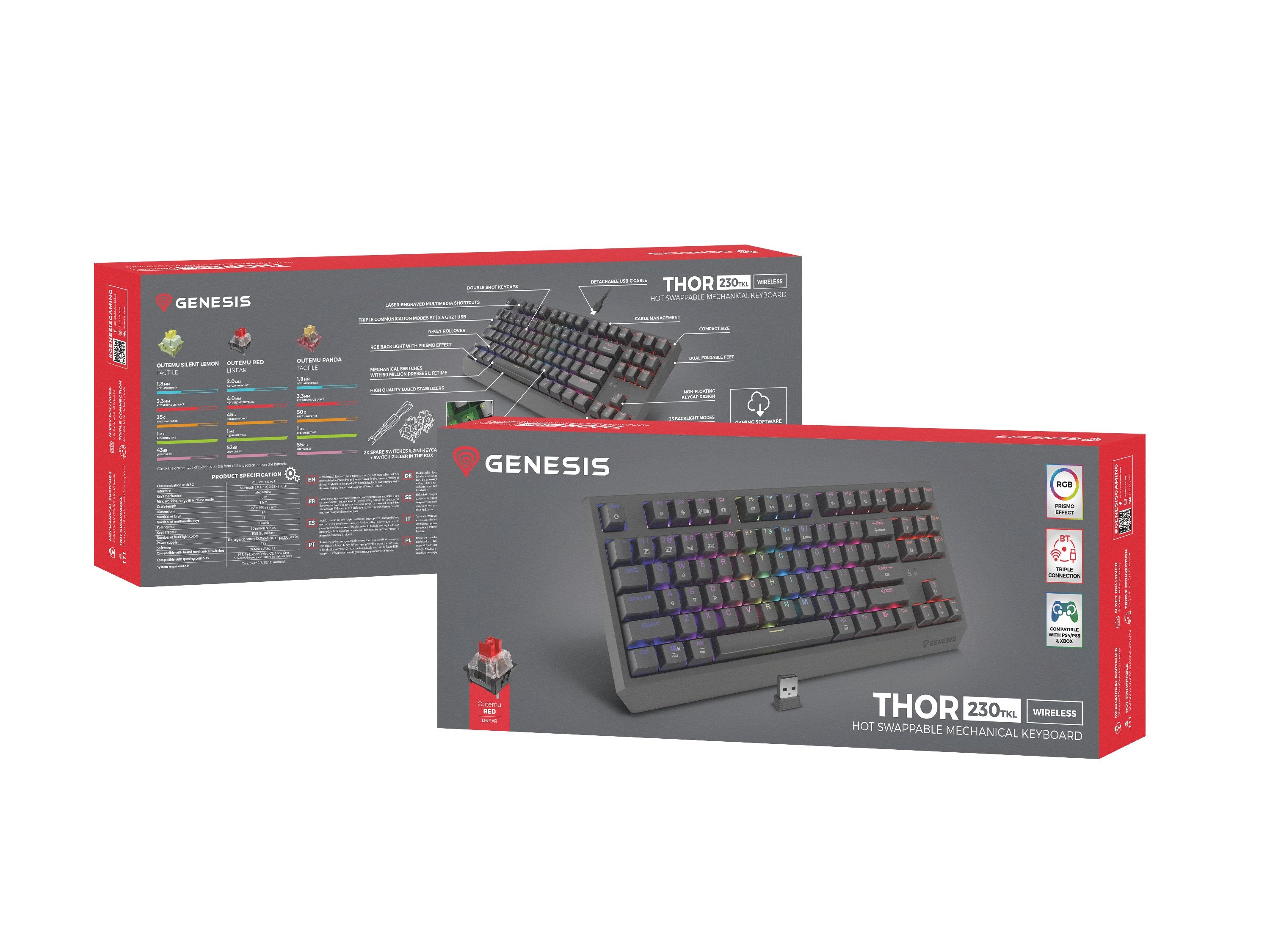 EAN 5901969443806 - GENESIS Thor 230 TKL teclado Juego USB + RF Wireless + Bluetooth QWERTY Negro imagen 16