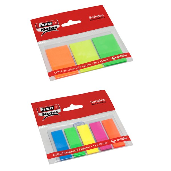Fixo Marcadores Adhesivos Banderitas Pet 13x43mm Pack 5 Bloc X 25h C/Surtidos Neón