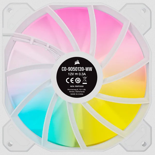 Ventilador Led Corsair Sp140 Rgb Elite Blanco De 140 Mm Rgb Con Paquete Doble Airguide