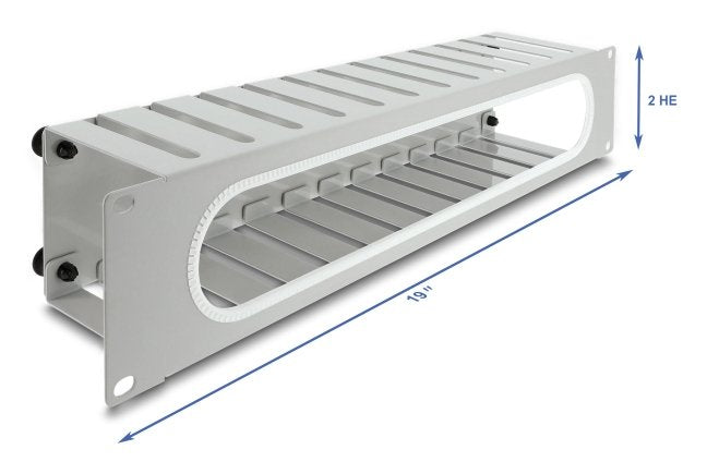 Delock 19? 2 He Cablemanagement Rangierpanel Mit Öffnung Und Kantenschutz Grau