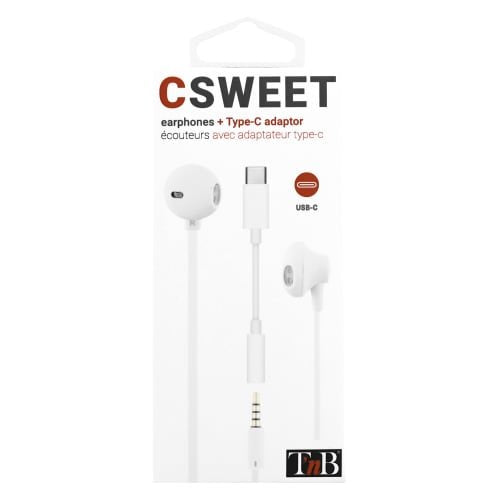 Tnb Sweet & Adaptateur Type C - Auriculares Semiaurales - Blanco