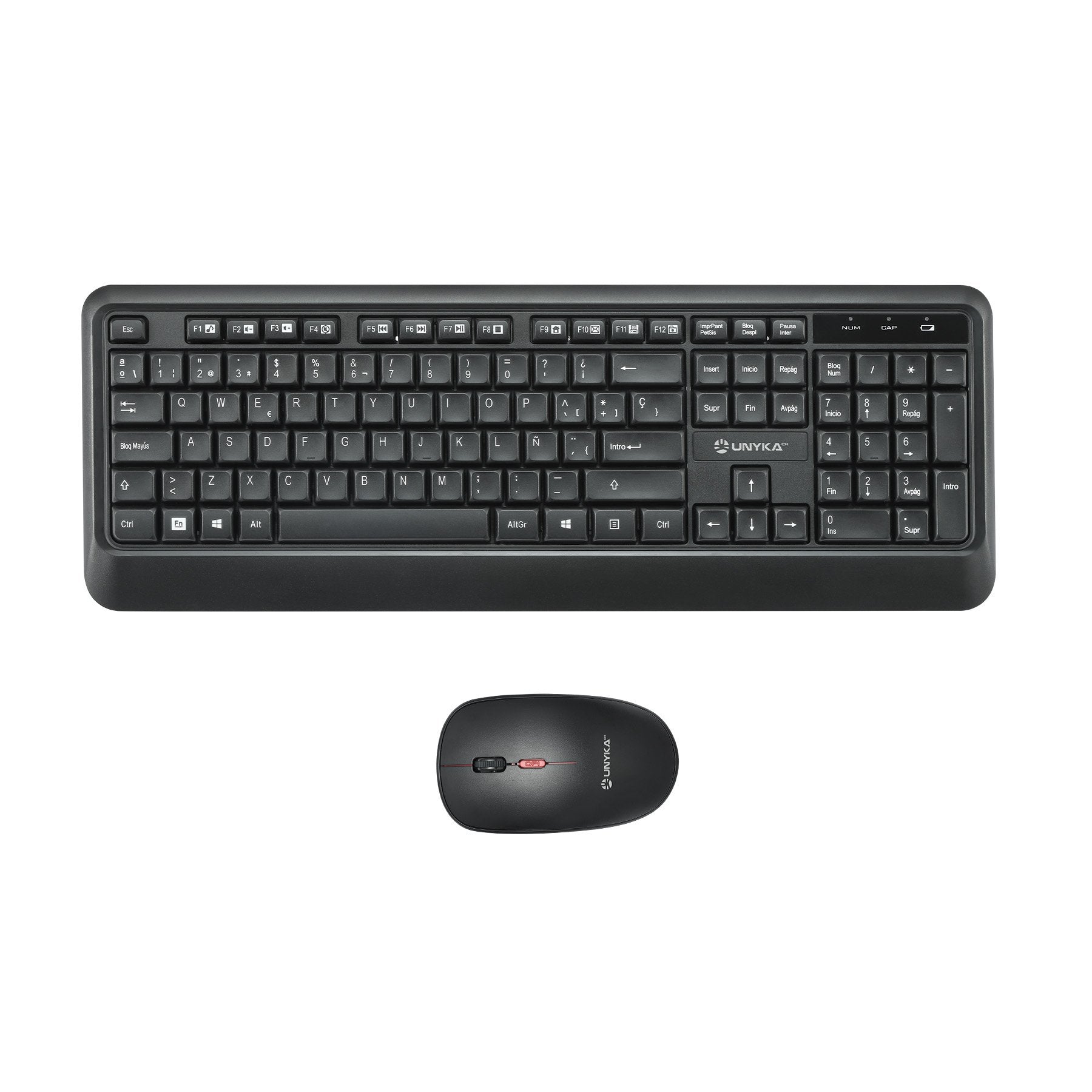 Unykach Uk39 Pack De Teclado Inalambrico Compacto + Raton Inalambrico 1600dpi, 3 Botones, Uso Ambidiestro - Negro
