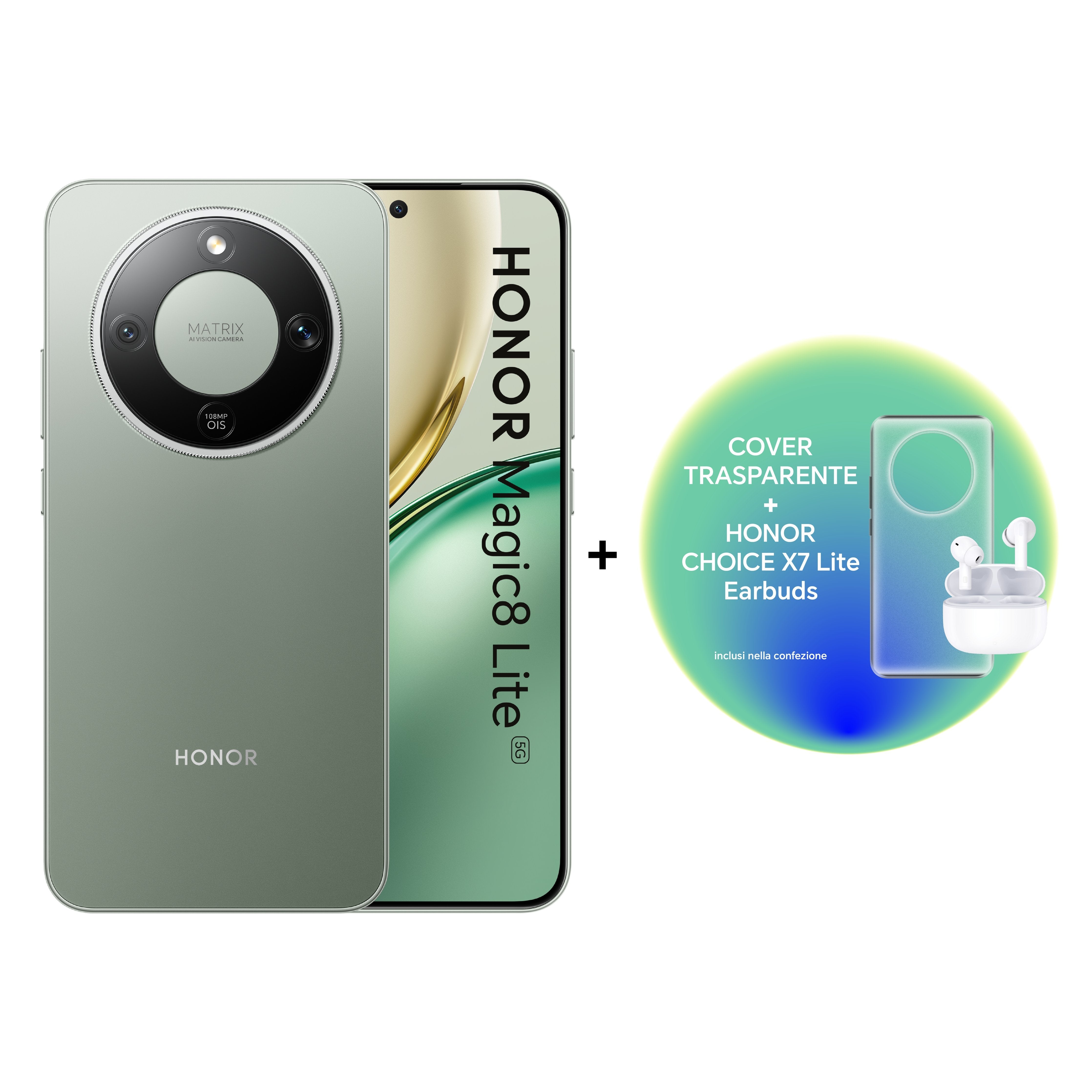 Honor Magic 8 Lite 8+256gb 6.79" 5g Green + X7 Lite + Tpu Case Ita