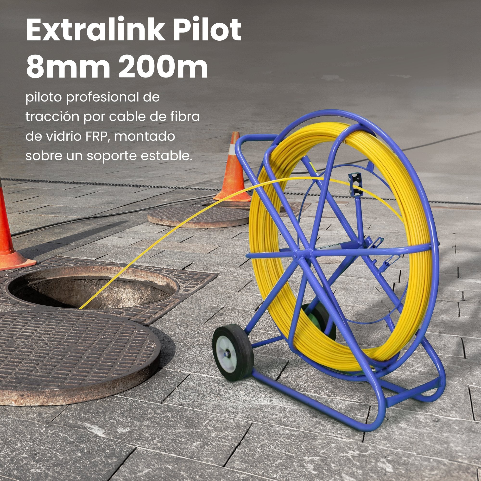 Extralink Pilot 8mm 200m  Varilla De Tracción De Cable  Fibra De Vidrio Frp, D. 8mm, L. 200m, Amarillo