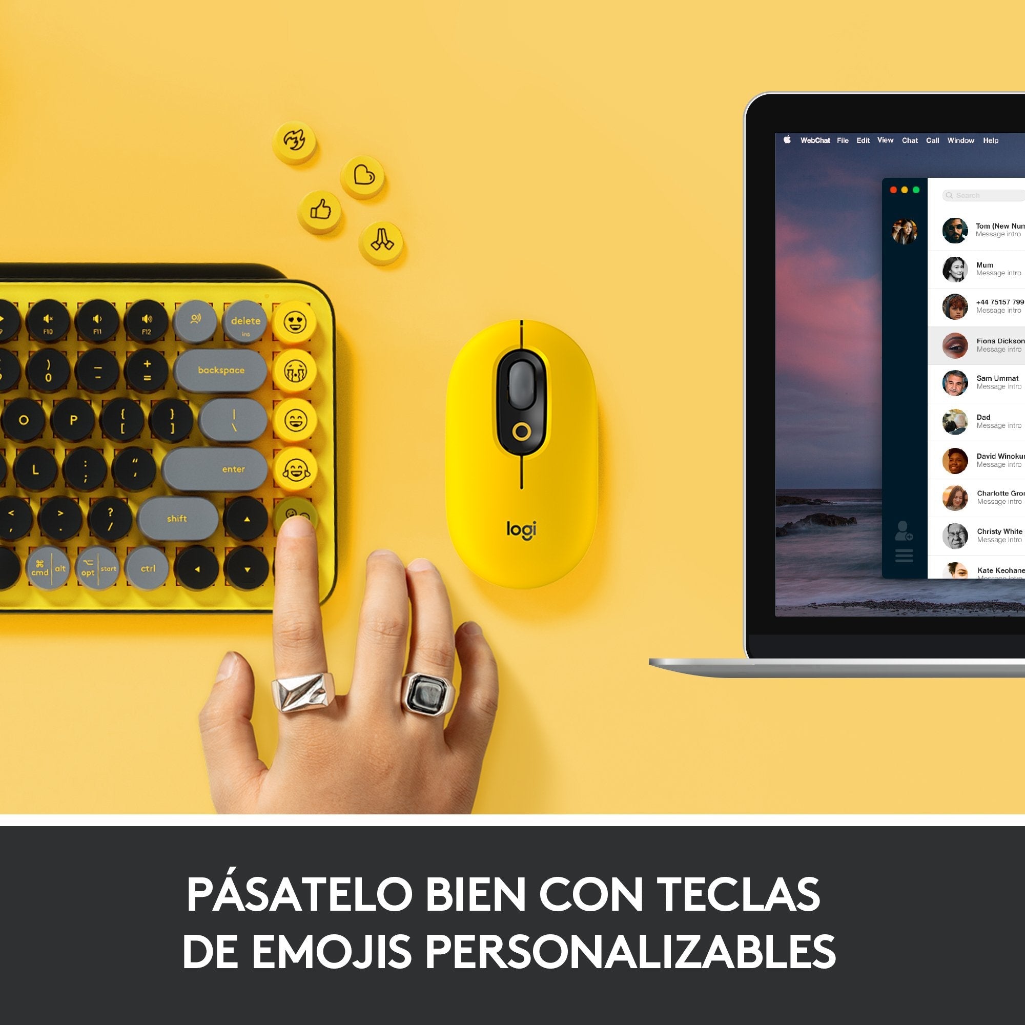 EAN 5099206101272 - Logitech 920-010728 teclado Universal RF Wireless + Bluetooth QWERTY Español Negro, Gris, Amarillo imagen 8