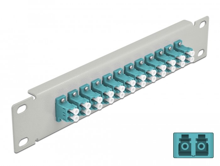 Delock 10" Panel De Conexión Fo 12 Puertos Lc Duplex Aqua 1 U Gris