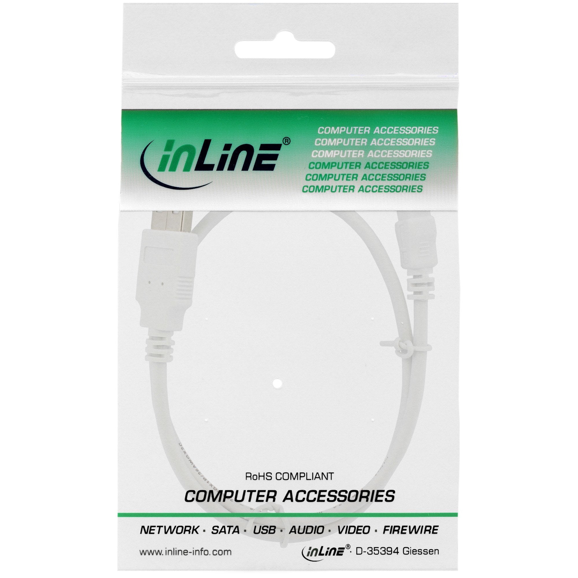 Inline Usb 2.0 Mini Cable Tipo A Macho A Mini-B Macho 5 Pines Blanco 1m