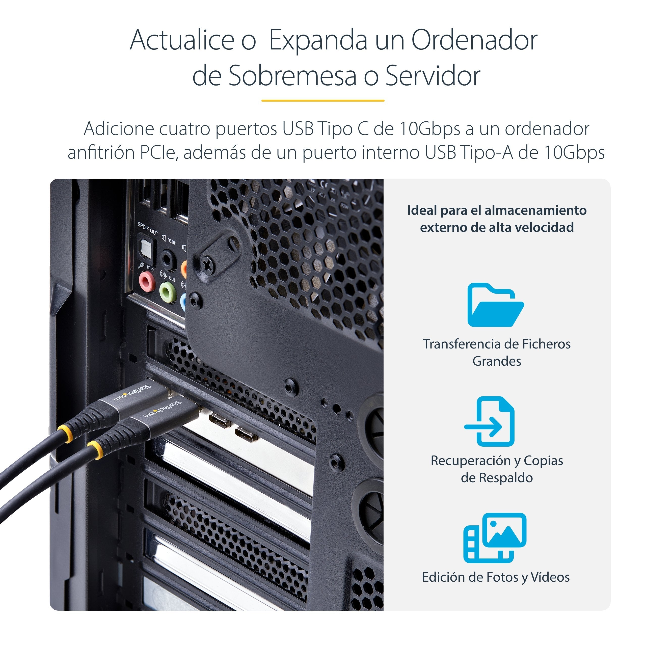 Tarjeta Pcie Startech.Com  De 5 Puertos Usb De 10gbps 4x Usb-C / 1x Usb-A - Hub Concentrador Interno Usb 3.2 De 10gbps - Tarjeta Pci Express 4 Puertos Usb Tipo C 1 Puerto Usb-A - Windows/Mac/Linux