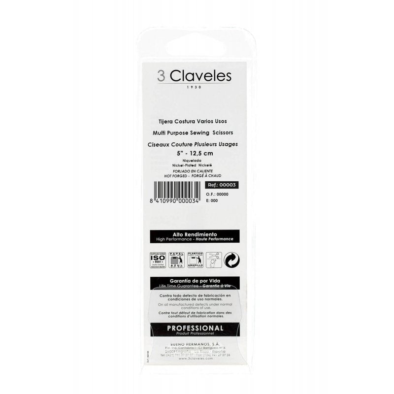 EAN 8410990000034 - 3 Claveles Multi Purpose tijera de costura 125 mm Acero inoxidable imagen 3