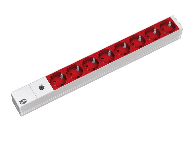 Bachmann Regleta De Enchufes De 19 '' Alu, 8 Enchufes, Para Ups, 2.0m, Sin Interruptor