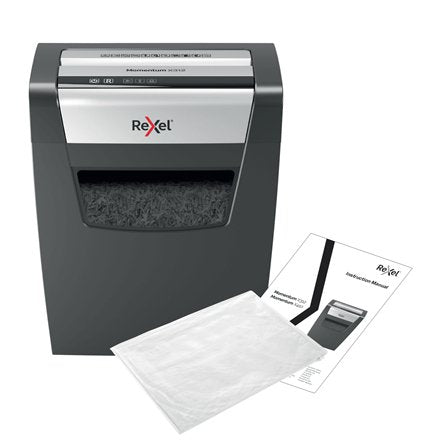 Rexel Destructora Momentun X312 - Hasta 12 Hojas A La Vez - Negro/Plata
