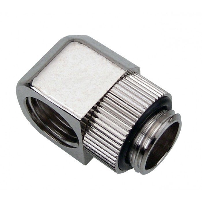 K Koolance G1 4 Ag A G1 4 Ig Adapter, 90°, Swivel - Vernickelt