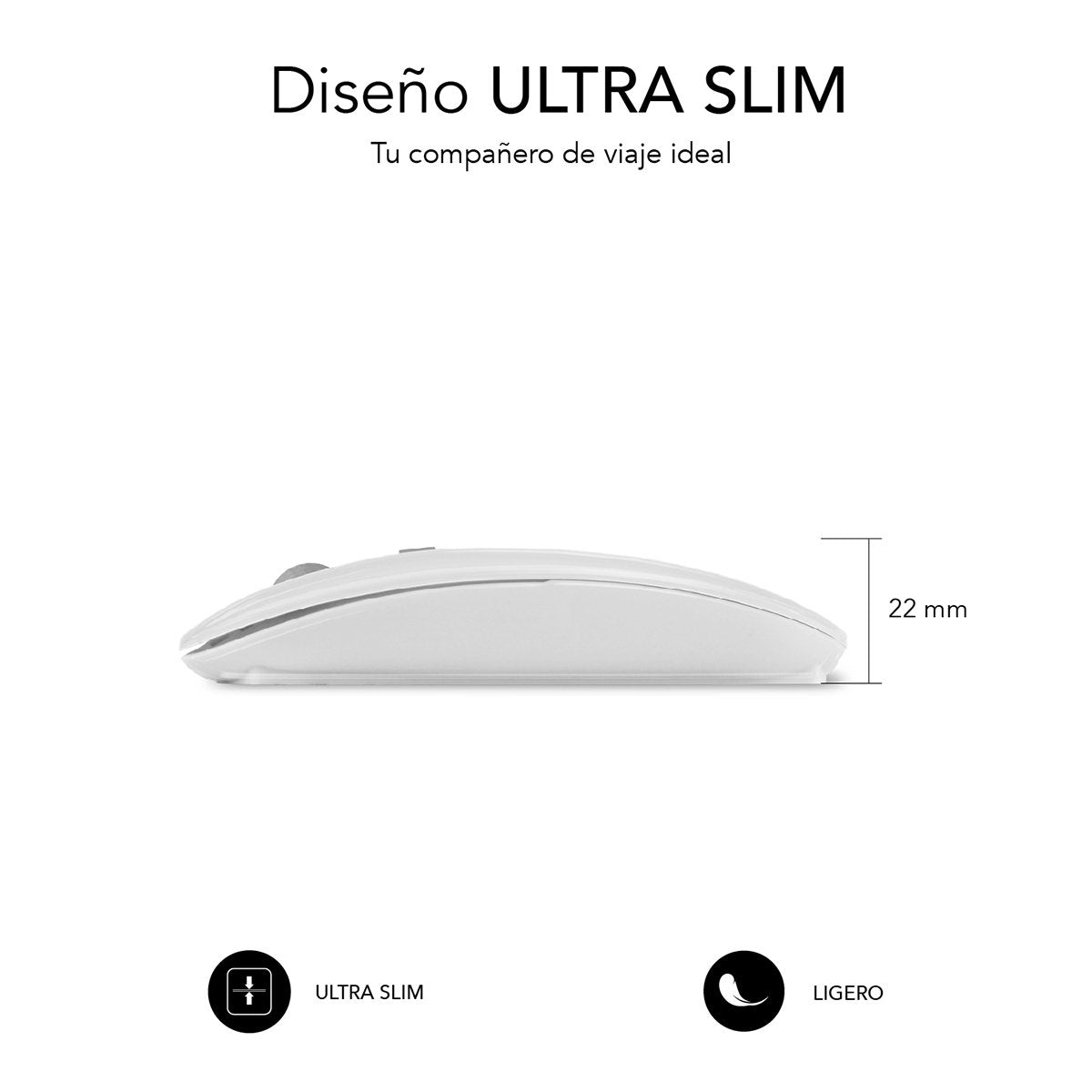 Ratón Inalámbrico Por Bluetooth Subblim Dual Flat Batería Recargable  Hasta 1600 Dpi  Blanco