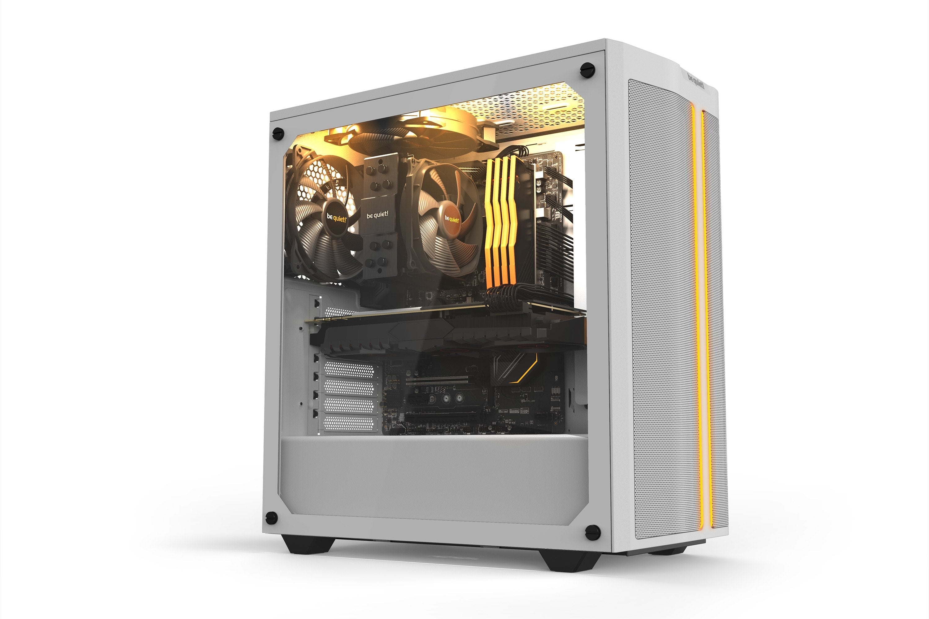 Caja Pc Be Quiet! Torre Atx Pure Base 500dx White Tira Led Argb Frontal/Cristal Templado/3x Vent 140 Bgw38