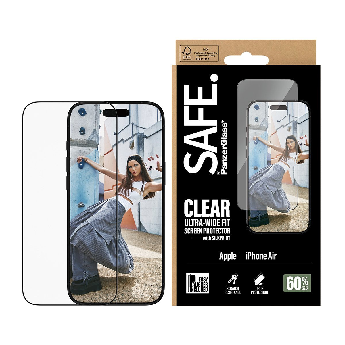 EAN 5715685029691 - PanzerGlass SAFE. by ® Screen Protector w. Black Frame iPhone Air | Ultra-Wide Fit w. EasyAligner Protect imagen 2