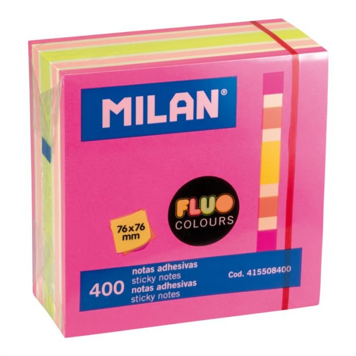 EAN 8411574075967 - Milan 415508400 nota autoadhesiva Plaza Coral, Rosa, Amarillo 400 hojas Autoadhesivo imagen 1