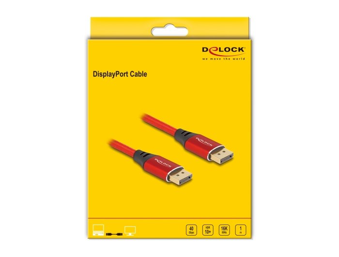 Delock 80631 Cable Displayport 16k 60 Hz 1 M Rojo Metal